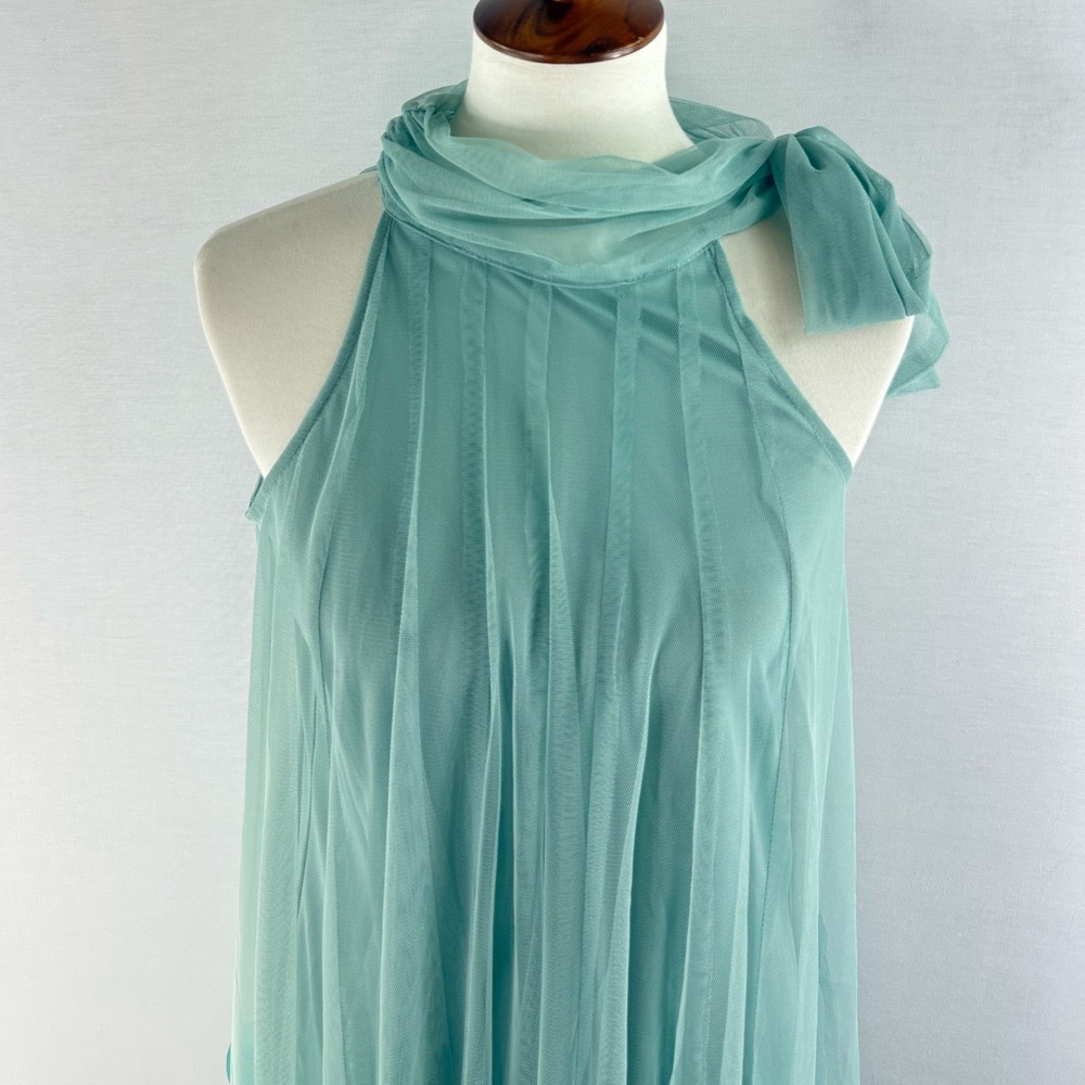 Ryu | ModCloth Seafoam Green Halter Mesh Bubble Shift Dress - Picture 2 of 11